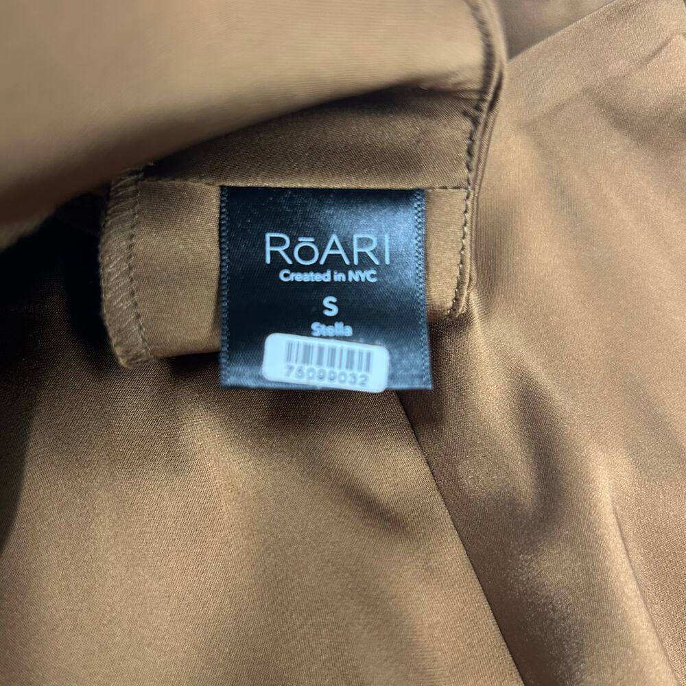 RoAri Mini Skirt Size S Stella Satin Brown Vegan Silk 90s Minimalist Chic Luxe - Picture 5 of 8